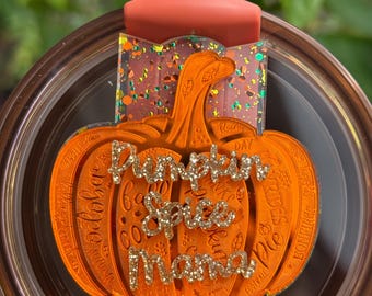 Plaque signalétique citrouille épicée pour gobelet Stanley, accessoire de tasse citrouille d'automne, plaque signalétique pailletée pour gobelet automne, accessoire