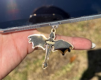 Dragon Kindle Charm Phone Charm Kindle Accessory Bookish Merch Phone Accessories E-Reader Acrylic Dragon Rider Dust Plug USB-C Plug Bookish