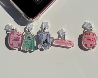 Kindle Charm Bookish Phone Charm Kindle Accessory Bookish Merch Phone Accessories  E-Reader Acrylic Decor Dust Plug USB-C Plug Bookish Gifts