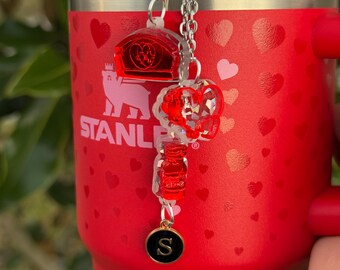 Ciondoli per stetoscopio Stanley, accessorio per infermiere, bicchiere personalizzato a forma di cuore, accessorio per infermiere, Stanley Cup Topper, targhetta con nome glitterata