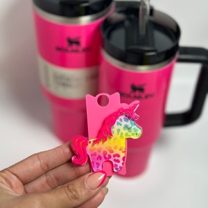 Gepersonaliseerde beker naamplaatje beker naamplaatje voor beker Eenhoorn naambord topper quencher topper beker cadeau voor kinderen