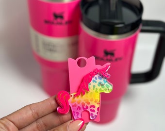 Personalized Tumbler Name Plate Tumbler Name Tag For Tumbler Unicorn name Plate Topper Quencher topper tumbler gift for kids
