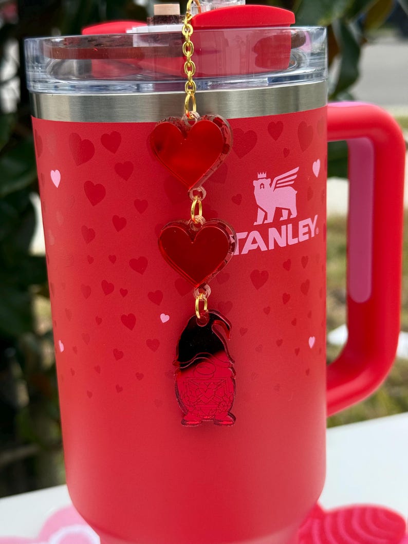 stanley cup name tag, stanley cup topper, stanley tag, acrylic name plate, stanley accessories, stanley tumbler, stanley drinkware, st patrick topper, valentine gnome, gift for her, personalized gift, valentines day, valentines gift