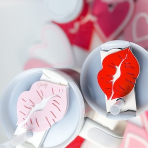 Quencher Name Plate 30 oz Valentine&#39;s Day Lips lover Stanley Topper Everyday Tumbler Tag Lips Stanley Name Plate Gift Personalized Name Tag