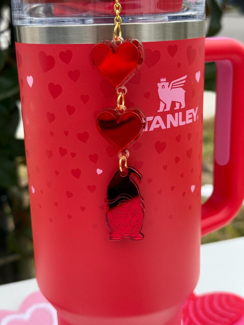 stanley cup name tag, stanley cup topper, stanley tag, acrylic name plate, stanley accessories, stanley tumbler, stanley drinkware, st patrick topper, valentine gnome, gift for her, personalized gift, valentines day, valentines gift