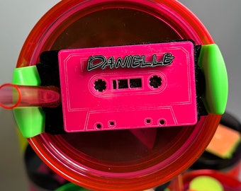 Targhetta personalizzata per Tumbler Tumbler personalizzato Topper tumbler 30oz 40oz Coperchi H2.0 Rosa Neon targhetta con nome Tumbler Neon Targhetta con nome