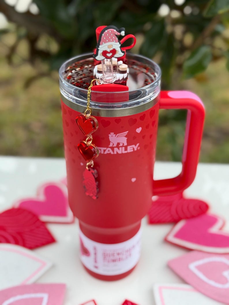 stanley cup name tag, stanley cup topper, stanley tag, acrylic name plate, stanley accessories, stanley tumbler, stanley drinkware, st patrick topper, valentine gnome, gift for her, personalized gift, valentines day, valentines gift