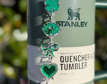 Juego de trébol de beso irlandés, adorno personalizado para vaso, adorno para vaso verde de trébol, adorno para vaso del Día de San Patricio, adorno para taza de trébol