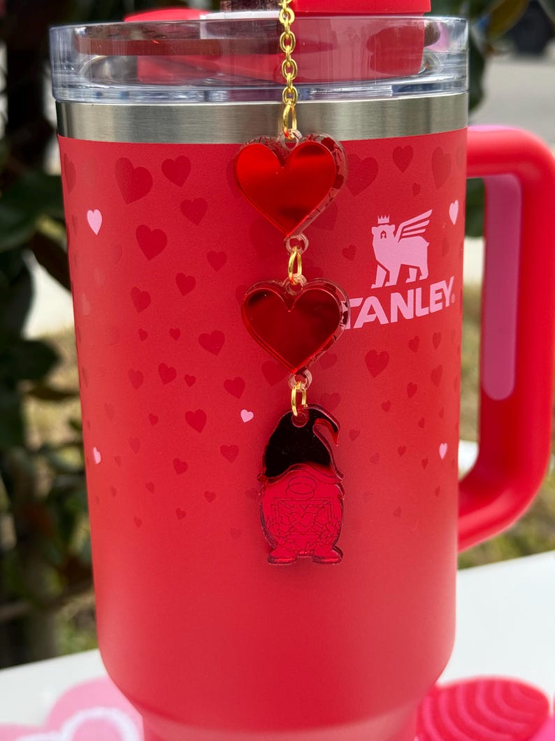 stanley cup name tag, stanley cup topper, stanley tag, acrylic name plate, stanley accessories, stanley tumbler, stanley drinkware, st patrick topper, valentine gnome, gift for her, personalized gift, valentines day, valentines gift
