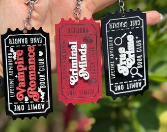 Bookish theme Keychain Bookish Trope Keychains Bookaholic Acrylic Keychain  Keychains for Readers Bookish Keychain Book-Themed Keychain