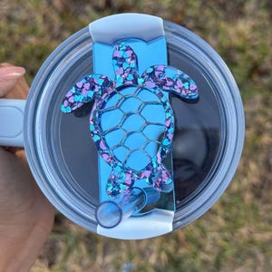 Sea Turtle Name Tag Personalized Turtle Topper Stanley Tumbler Name Plate Topper Personalized Accessory  Sea Life Tumbler Decor
