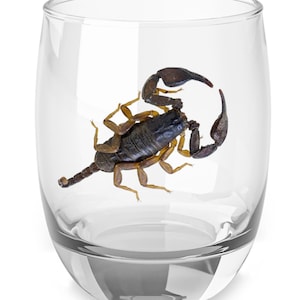SCORPION  Whiskey Glass Bourbon Rocks Glass Custom Scotch Glass Gift for Whiskey Lovers
