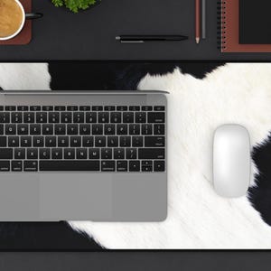 COW SKIN Mouse Pad Stylish Desk Organizer Home Office Décor Unique Gift for Cow Lovers Western Desk Mat