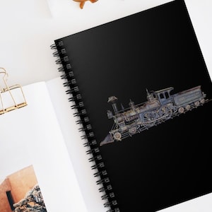 VINTAGE LOCOMOTIVE Notebook Train Journal Retro Railway Diary Old Railroad Planner Western Notepad