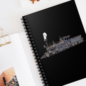 VINTAGE LOCOMOTIVE Notebook Train Journal Retro Railway Diary Old Railroad Planner Western Notepad