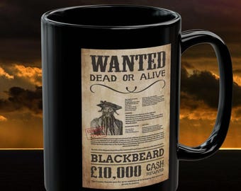 BLACKBEARD PIRATE Coffee Mug Pirate Theme Ceramic Cup Nautical