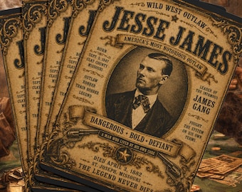 JESSE JAMES Wanted Poster Poker Playing Cards Vintage Western Card Deck