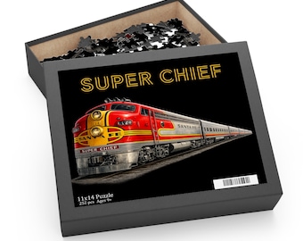SUPER CHIEF Train Jigsaw Puzzle Vintage Santa Fe  120/252/500 Pieces