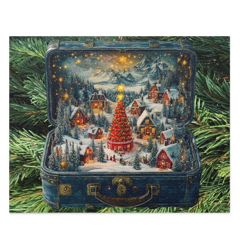CHRISTMAS LUNCH BOX Village Puzzle 120 252 500 Piece Christmas Jigsaw Winter Family Fun image 2