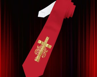 GOLD CROSS Necktie Christian Formal Menswear Wedding