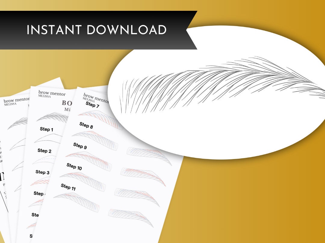 Phibrows Microblading Pattern Step by Step Workbook, Hair Stroke ...