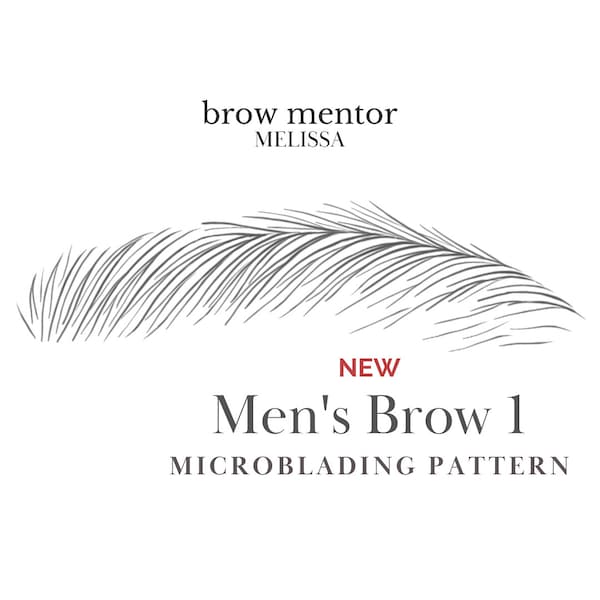 Men's Brow 1 - Step-by-Step Microblading Pattern | Microblading Stroke Pattern Template | Phibrows Microblading Pattern | Microblading