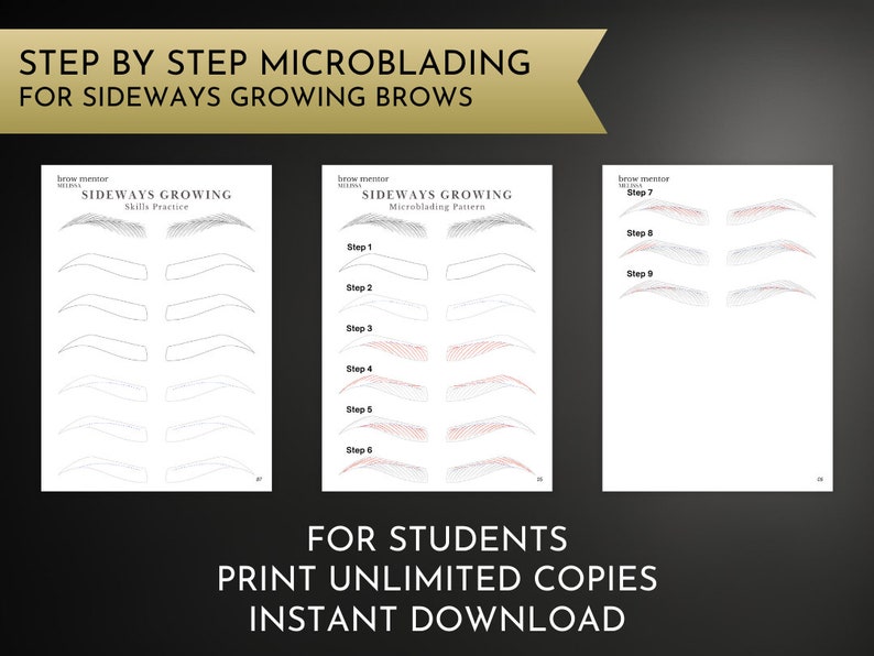 Asian Microblading Pattern Step-by-step Workbook, Brow Patterns for ...