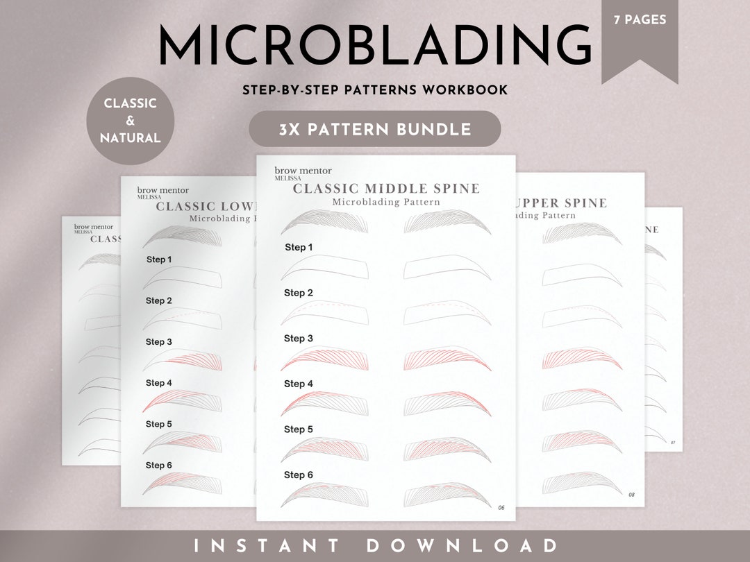 Natural Microblading Step-by-step Pattern Hair Stroke Template for ...