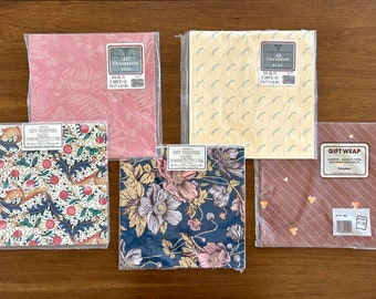 Vintage 1980s gift wrap, assorted designs from the 80s, NWT and unopened, 2 sheets in each package, folded retro wrapping paper