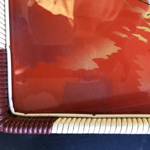 Vintage Ship Serving Tray, Reverse Painted Glass With Shell Inlay, Red ...