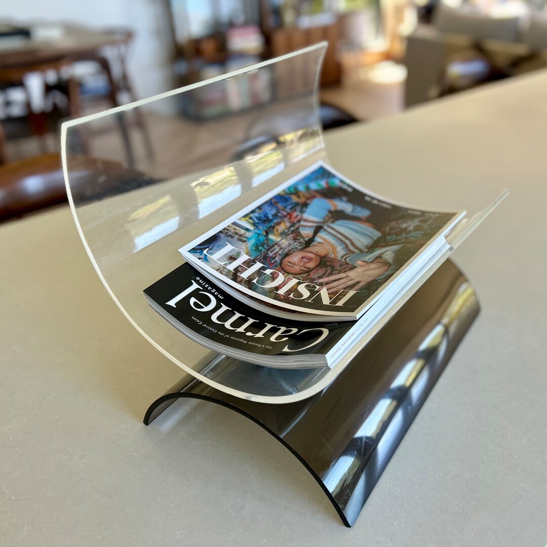 1970s Curved Lucite Magazine Rack, Vintage Contemporary Decor ...
