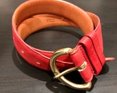 1.5 quot wide Coach belt, red leather with brass buckle, vintage Coach leather goods, classic red leather belt, authentic designer belt