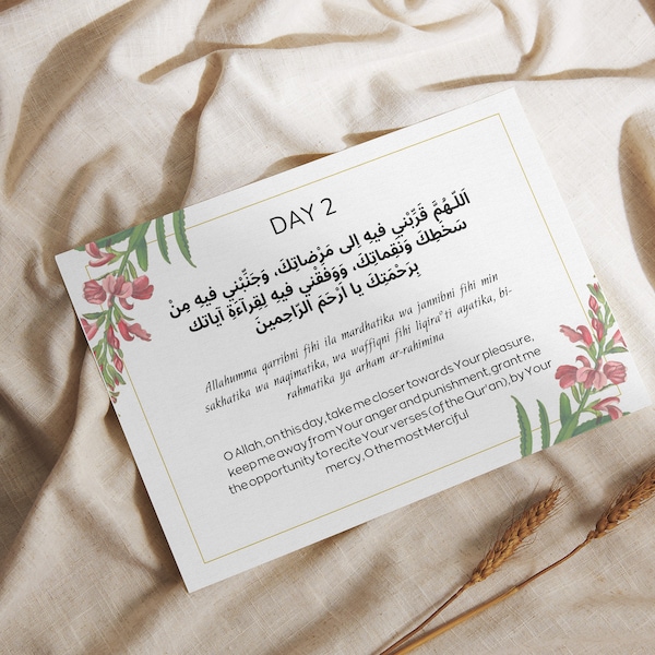 Tarjetas Duaa / 30 Duas por 30 días / Juego de tarjetas Ramadán Dua / Tarjetas de oración / Impresión islámica / Regalo de Ramadán