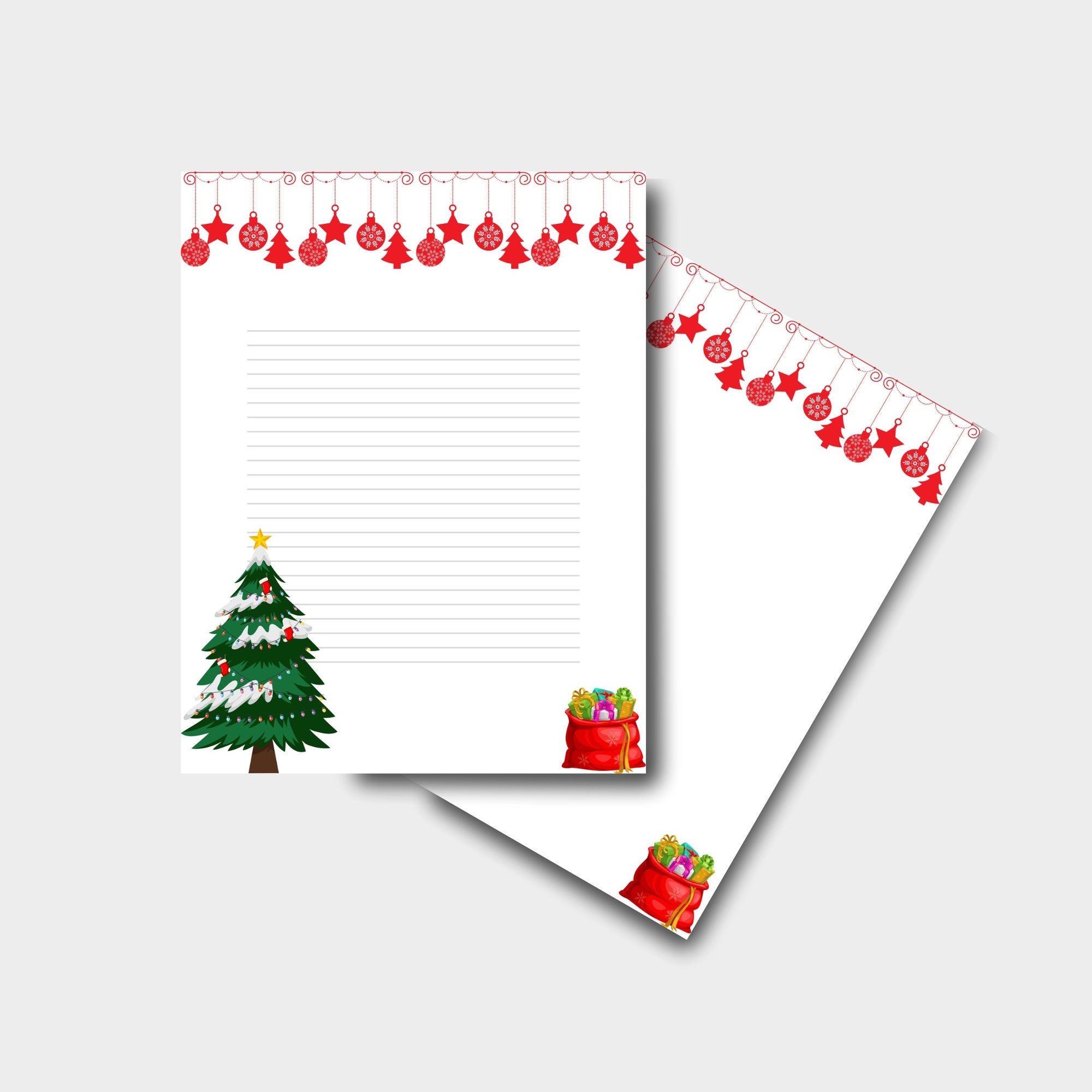 Christmas Tree Stationary Santa's Presents Stationary - Etsy