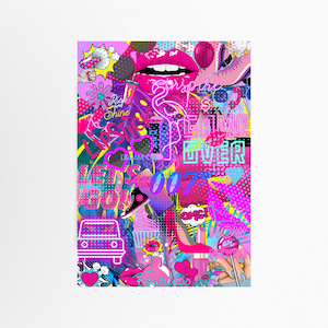 Girly chic pop art poster, Pop art wall decor, Pop art print, Colorful wall decor, Cute girly wall art, Hot pink decor