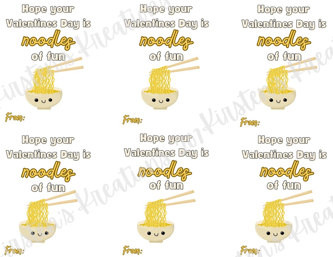 Printable Noodles Valentine's Day Cards, Instant Download, Classroom ...