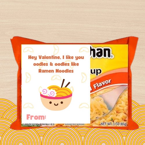 Printable Ramen Valentine's Day Cards, Noodles Valentine's, Instant ...