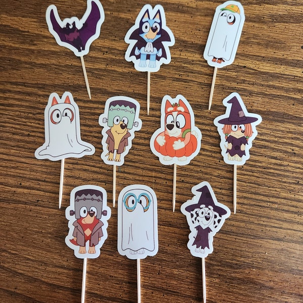 Bluey Halloween Cupcake Toppers