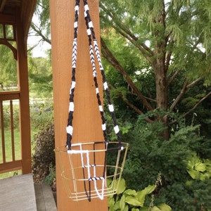 Black, White, and Gold Macrame Hanging Basket *Physical Item*
