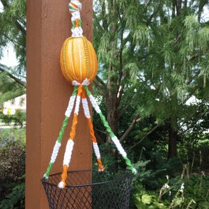 Cute Fall Decor Macrame Hanging Basket with Pumpkin *Physical Item*