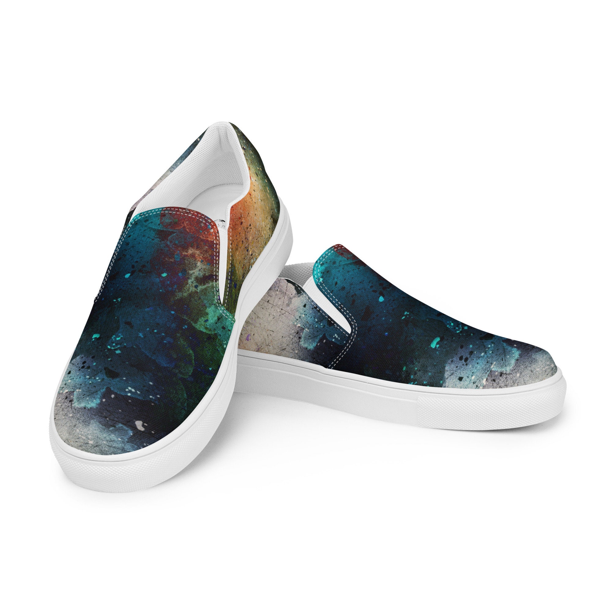 ¡Zapatos pintados! Zapatos estilo furgonetas de lona slip-on para mujer, zapato de moda, zapato hippie