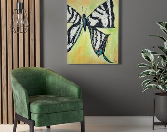 Butterfly in Light Painting Stretched Canvas, canvas mixed media painting, abstract art, butterfly art signed