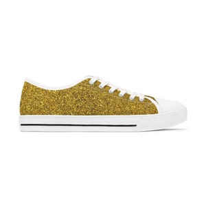 Gold Bride Canvas Women&#39;s Low Top Sneakers, Bridal Shoe, Women&#39;s Shoes, Fashion sneaker, Women&#39;s Converse Style, Women shoes