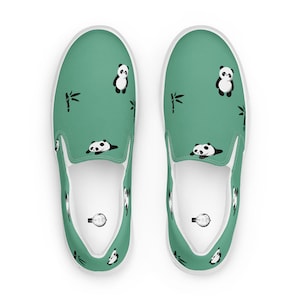 Panda Love! Women’s slip-on canvas shoes, van style shoes, van custom style, fashion shoe