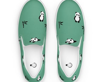 Panda Love! Women’s slip-on canvas shoes, van style shoes, van custom style, fashion shoe