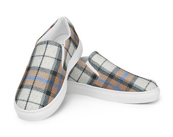 Plaid Love! Women’s slip-on canvas shoes, women's van custom shoes, fashion shoes, plaid slip-ons