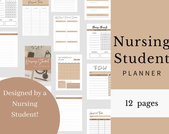 Nursing school planner 2023 printable  digital planner student planner printable nursing template study planner nursing planner nurse