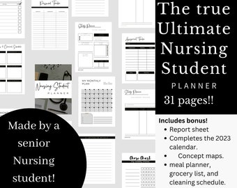 Nursing School planner 2023 Student digital planner student planner printable nursing template study planner nursing planner