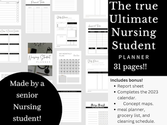 Nursing School planner 2023 Student digital planner student planner printable nursing template study planner nursing planner