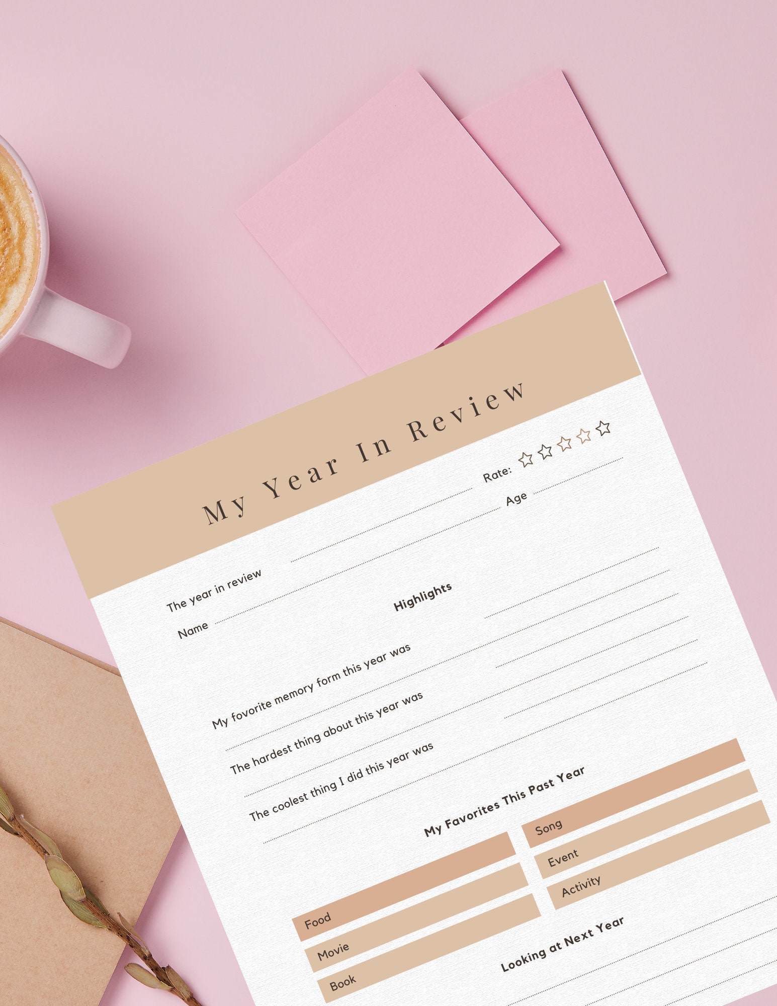 Year Review Template Etsy